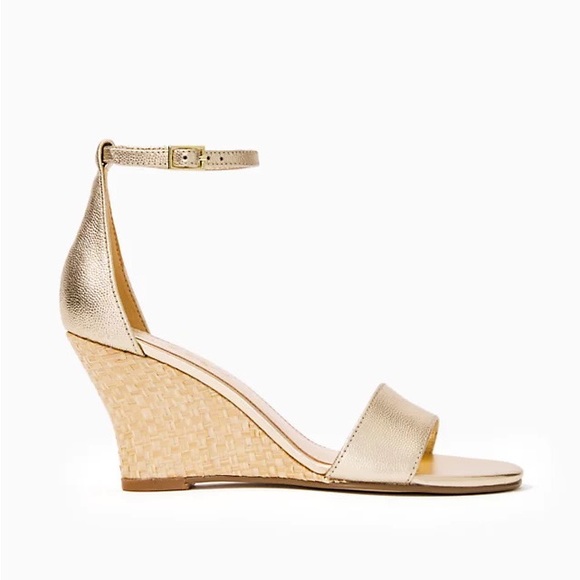 NIB lilly Pulitzer Bridgette wedge gold - Picture 1 of 1